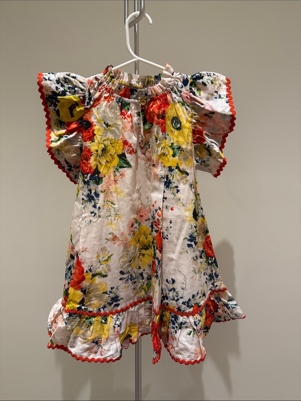 Zimmermann Girls Floral Dress in White, Yellow, Red, Blue